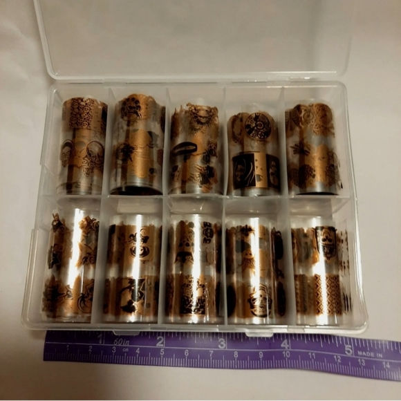 foil Nail Art  Transfer Sticker Decoration   gold skull Hallo2 - Picture 8 of 9